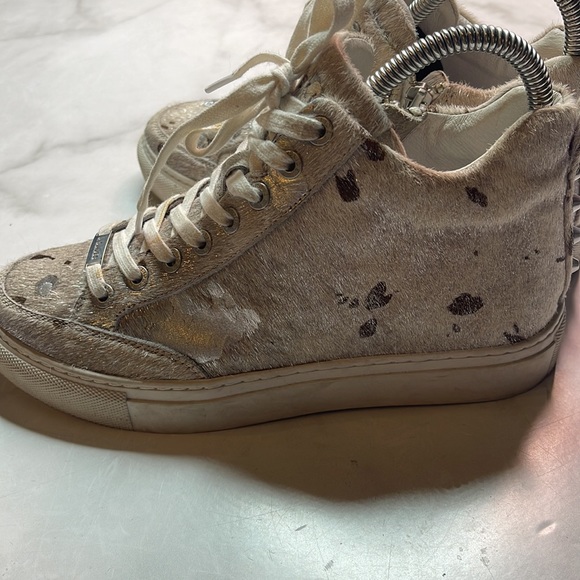 J/Slides Ludlow Mid-Top Off White Metallic Pony Hair - Picture 10 of 11